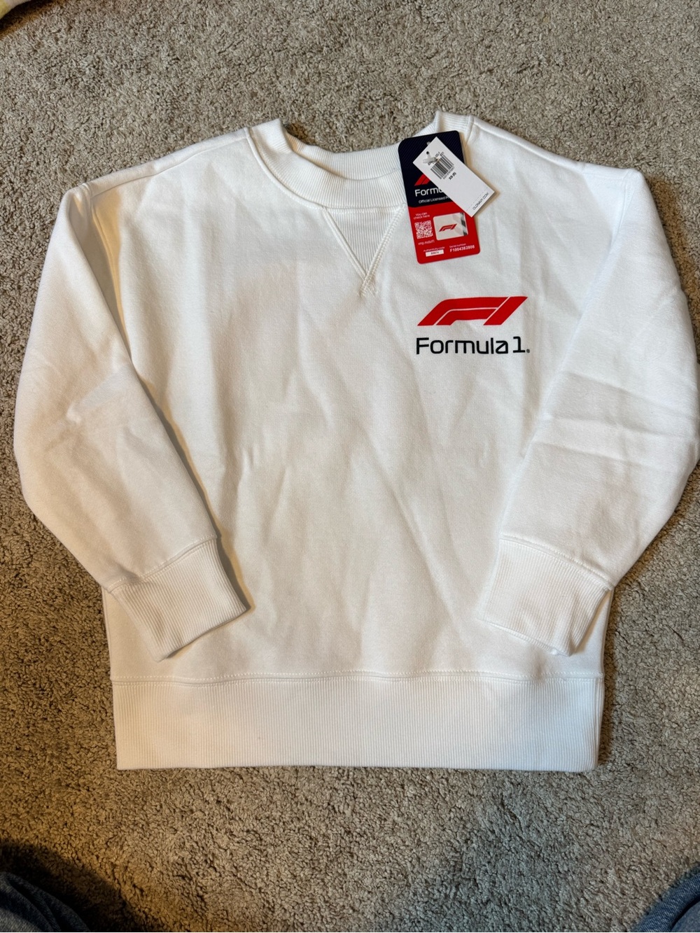 Old Navy White Sweatshirt with Red Formula 1 Logo